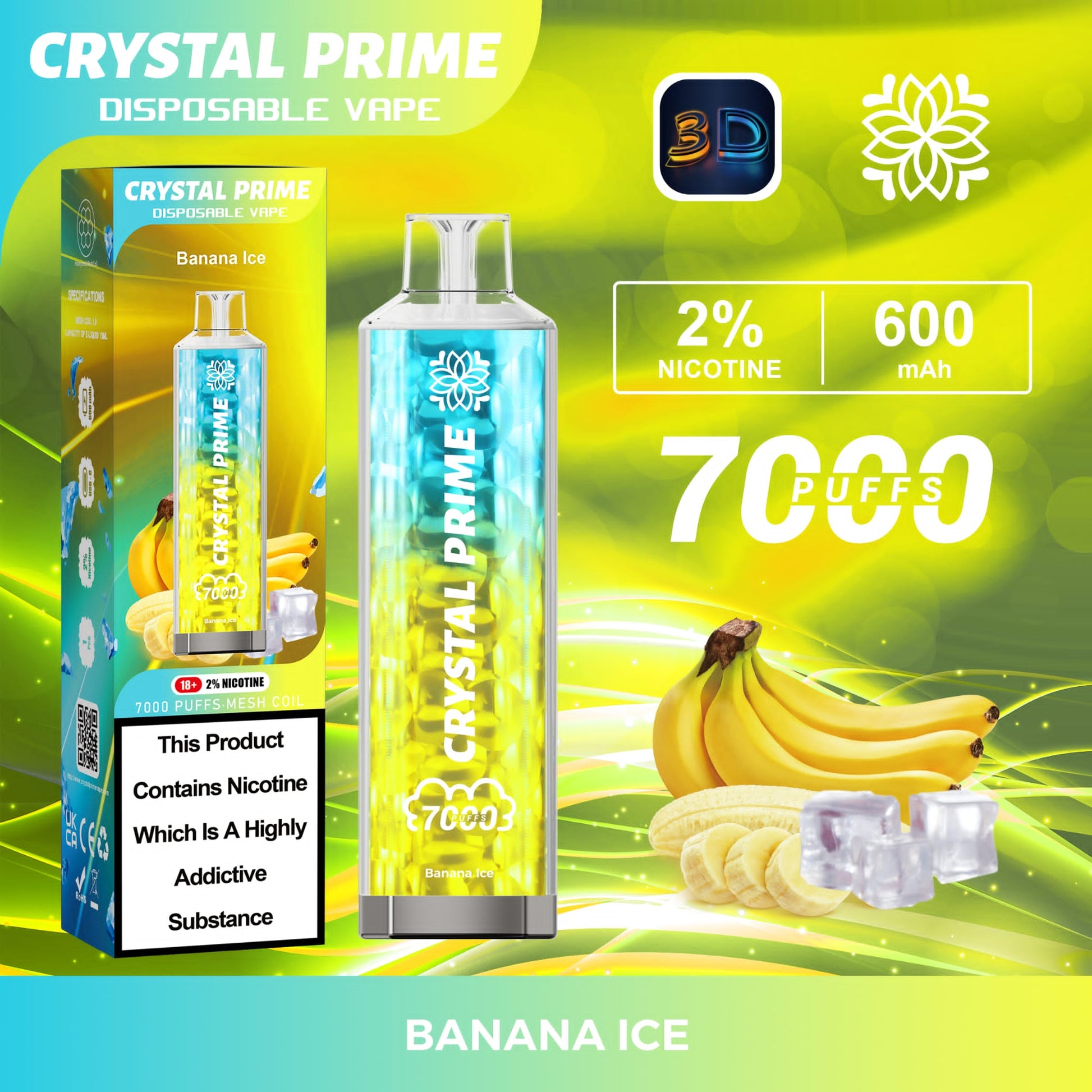 Crystal Prime 7000 Disposable Vape Pod Device Box of 10 - #Simbavapeswholesale#