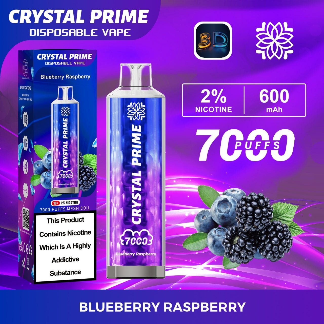 Crystal Prime 7000 Disposable Vape Pod Device Box of 10 - #Simbavapeswholesale#