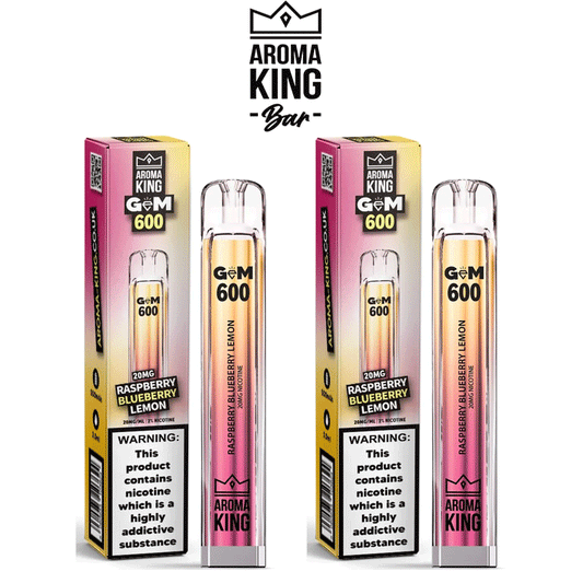 Aroma King Gem Raspberry Blueberry Lemon 10 x Disposable Vape Device Multipack