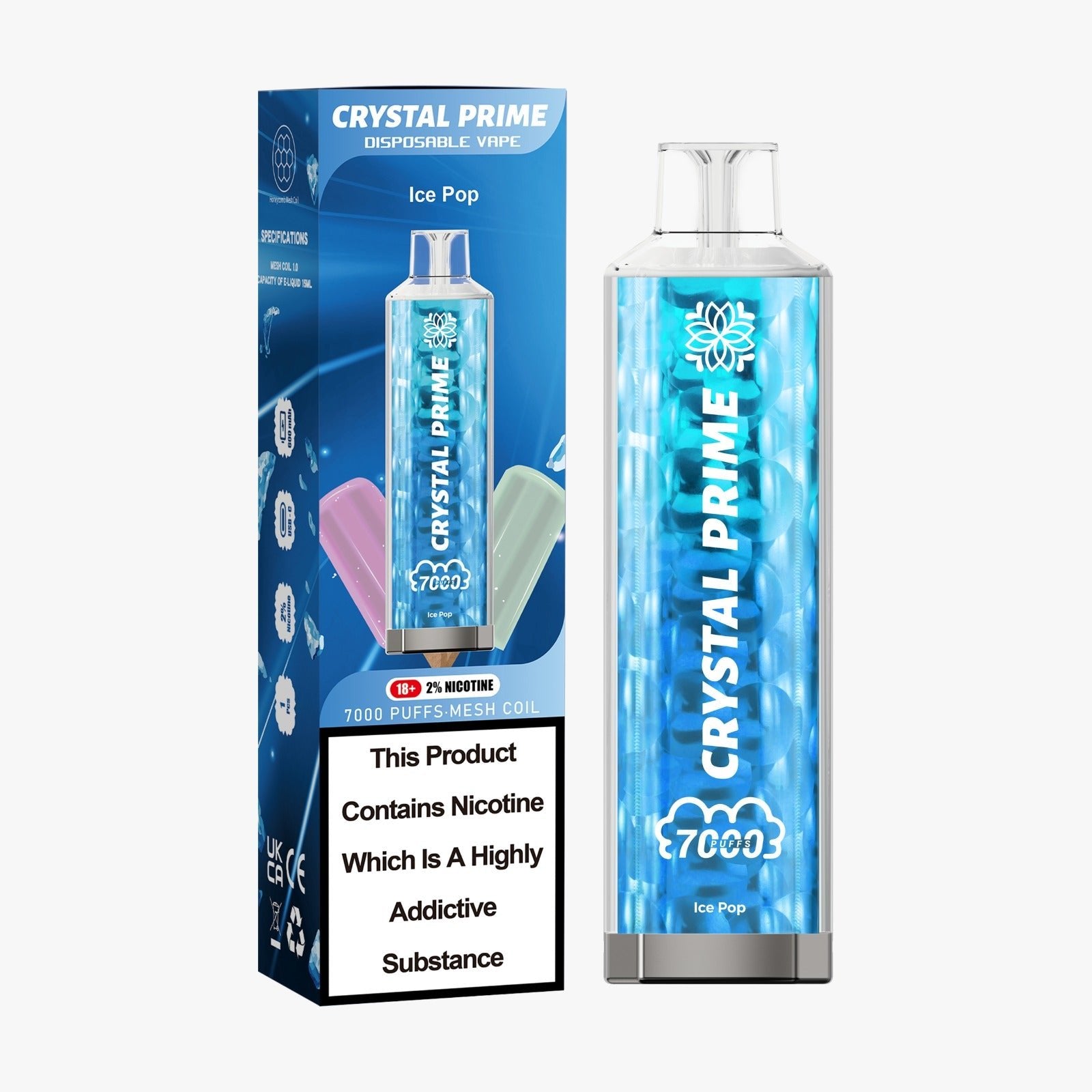 Crystal Prime 7000 Disposable Vape Pod Device Box of 10 - #Simbavapeswholesale#