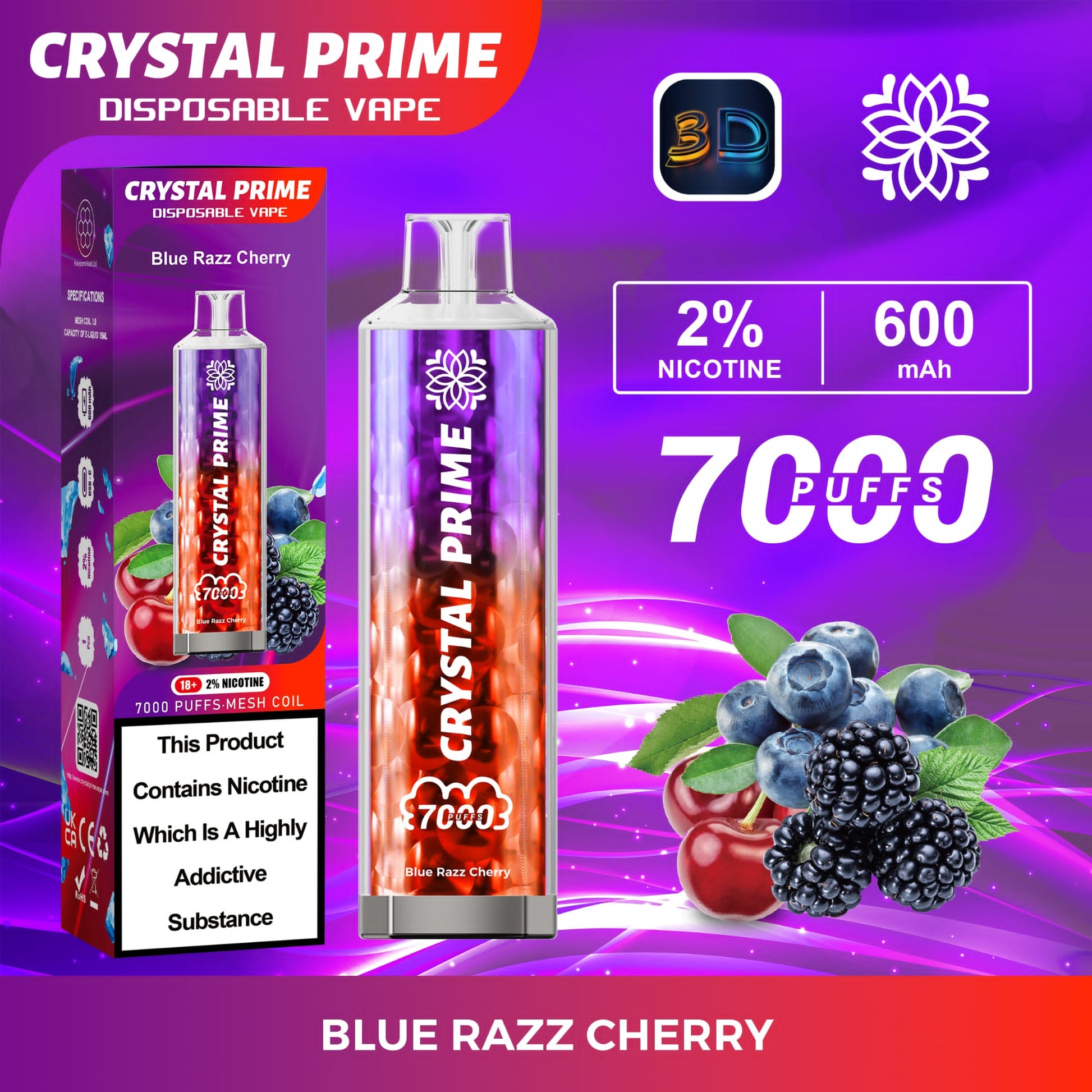 Crystal Prime 7000 Disposable Vape Pod Device Box of 10 - #Simbavapeswholesale#